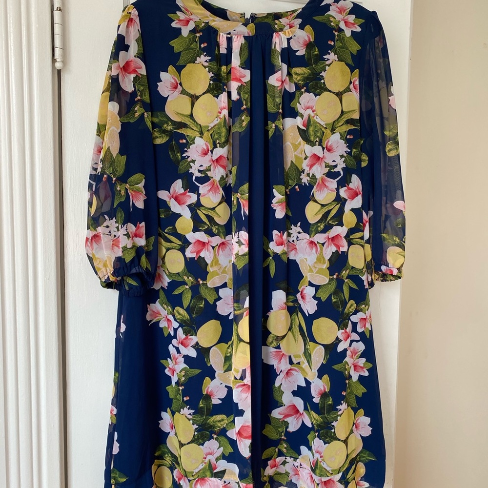 NY&Co Eva Mendes Blue Lemon Sabrina Dress